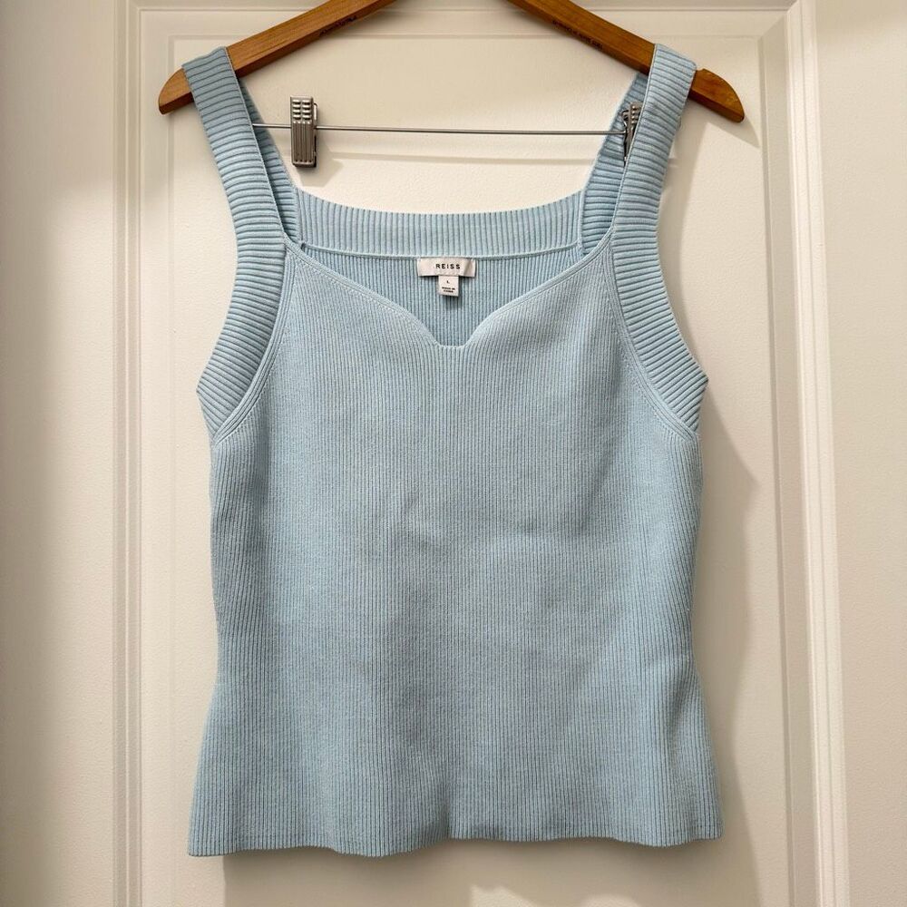 Reiss Dani Ribbed Top Sweetheart Neckline Size L in Blue - Picture 3 of 6